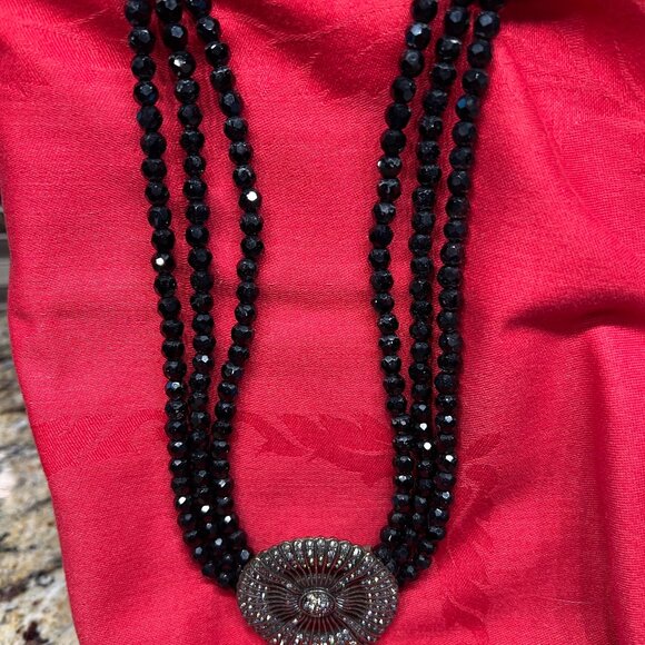 Heidi Daus Jewelry - Heidi Daus Vintage Black Swarovski Crystal Multi-Strand Necklace